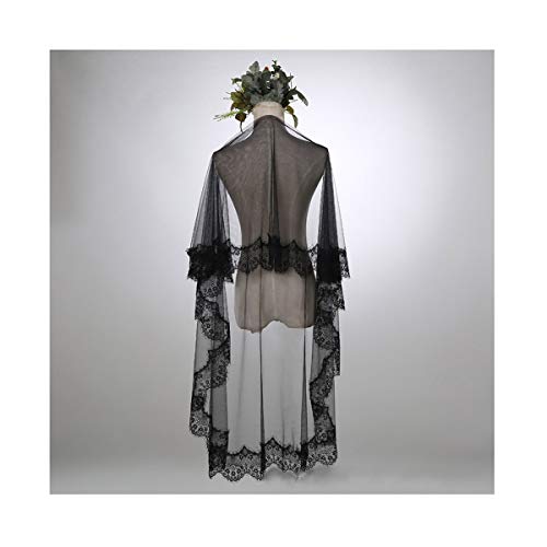 CanB Bridal Mantilla Wedding Veil and Headpieces Black Cathedral Gothic Lace Veil Bride Hair Accessory