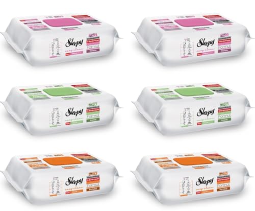 Sleepy Easy Clean Paños húmedos pomelo, naranja y piña, 100 toallitas por paquete, aroma afrutado, toallitas húmedas, juego de 3/6 (3)