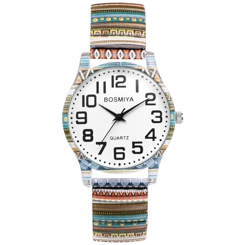 OIDEA Reloj Elástico Boho Mujer: Relojes Redondo de Cuarzo Analógico para Señora Escala Números Arábigos Grandes Claros y Fáciles de Leer Correa de Aleación - para Ocio Negocios Regalos