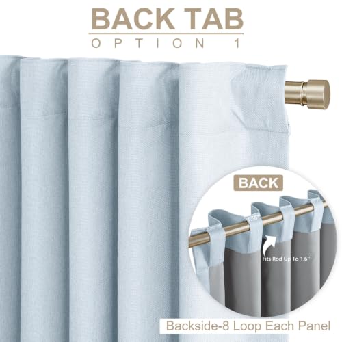 Image of Faux Linen Total Blackout Curtains for Bedroom 96 Inch Long Chambray Blue
