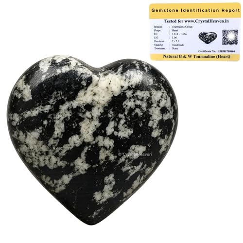 Image of Crystal Heaven Black And White Tourmaline Heart Palm Pebbles Stones For Anxiety Stress Relief Massage-Aaa Grade Original Healing Gemstone Agate Heart Palm Stone For Yoga Meditation Spiritual