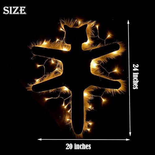 LARFOEK Light Up Fried Cat Rug, Christmas Vacation Decoration Vacation Village Gifts Funny Christmas Decoration Rug with Light Always On or Flashing Halloween Decor (Warm Lights)