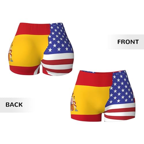American Spain Flag Pattern Sports Shorts, high Elastic Slim Fitness Pants, Suitable for Yoga/Leisure/Daily wear3