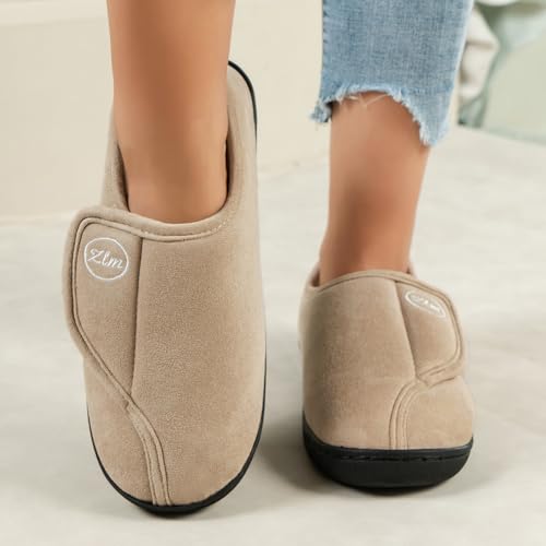 Wide Diabetic Slippers for Women Men Adjustable Diabetic House Shoes Memory Foam Swollen Edema Slippers Indoor Outdoor2