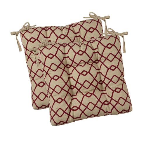 RSH DECOR Sunbrella Tufted Chair Cushions Set of 2 | 18.5" x 16" | All-Weather Square Cushions for Patio Furniture | American Made | Crafted with Sunbrella Performance Fabric (Folio Terracotta)
