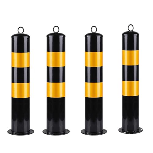 YNBSHGAA Steel Bollard with Reflective Tape for Parking Lot Safety and Traffic Control,Black-4pcs