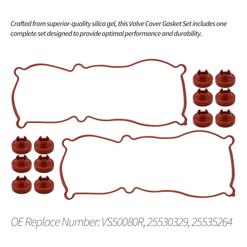 Image of HiSport VS50080R Valve Cover Gasket Seal for 3.3L 3.8L Engine | Compatible with Buick Chevry Oldsmobile Pontiac Allure Century Electra Lacrosse Lesabre Lucerne Park Avenue Regal 1988-2009