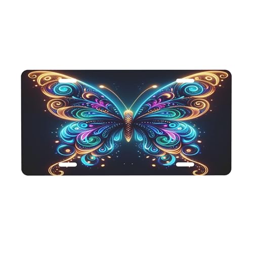 Butterfly Animal Rainbow Aluminum License Plate 12x6 in