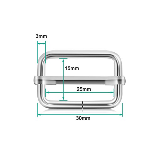 Generic V-BK205-30 WedDecor Triglide Schiebeschnalle für Verschlüsse, Rucksack, Gurtband, Taschen-Zubehör, strapazierfähig und leicht, 25 mm, 30 Stück, Metall, Silber, Pieces