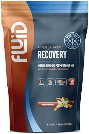 Fluid Recovery, Post-Workout Drink Mix, Pea Protein, L-Glutamine, Carbs, All Natural Ingredients, Gluten-Free, Lactose-Free (Cinnamon Vanilla (Vegan))