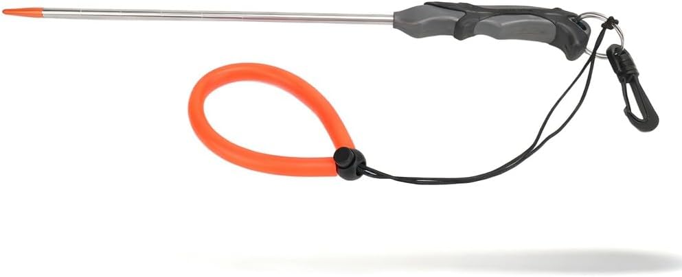 Scuba Diving Stick 316 Stainless Steel with Gray Handle and Lanyard Buckle - Durable Noise Maker Pointer Rod for Lobster, Snorkeling, and Underwater Exploration
