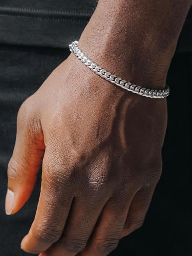 U7 Cuban Link Bracelets for Men Stainless Steel Wrist Bracelet Silver Black Gold Cuban Hand Chain Bracelet for Mens Women, 5/7/9/12mm Width, 7.5/8.3/9 Inch Length Classic Jewelry with Box Packed2