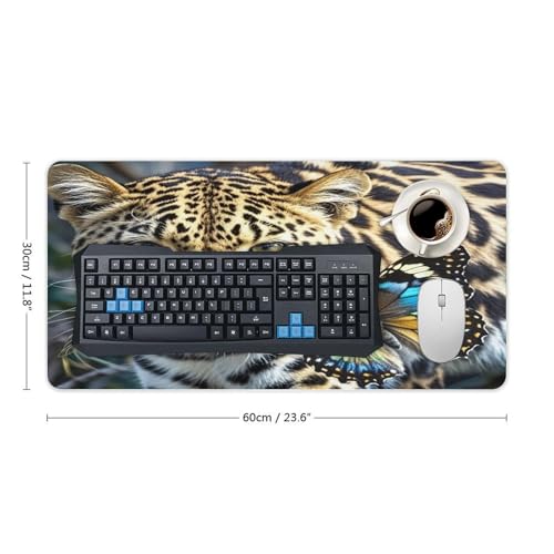 Leopard and Butterfly Desk Pad Waterproof Writing Mouse Pad Large Office Desk Mat miniatura 2