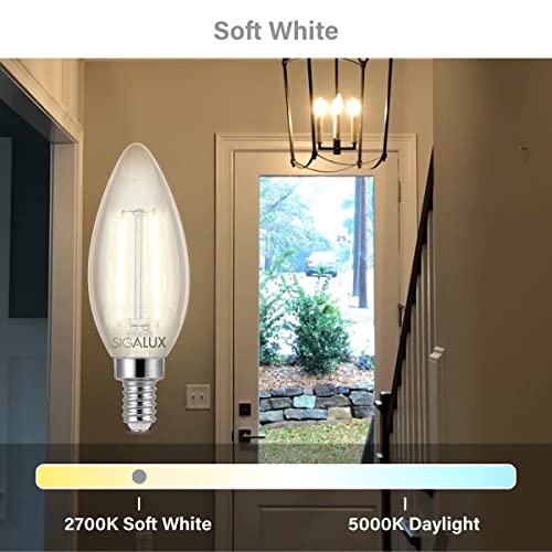 Sigalux E12 LED Bulb Dimmable, 40 Watt Candelabra LED Light Bulbs, Chandelier Light Bulbs, B10 2700K Soft White, Type B Candle Light Bulbs for Chandeliers, Ceiling Fan, Pendant, UL Listed, 24 Pack by Sigalux - Image 4