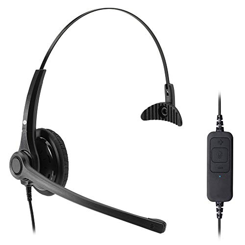 JPL-400M-USB Monoural Noise Cancelling USB Headset with in-line Volume and Mute Control, Black, 575-236-001