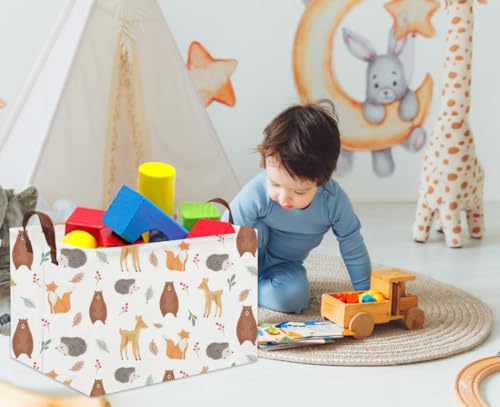 Image of Rectangular Kids Storage Basket Gift Basket Baby Storage Basket Cute Kids Toy Storage Bin Organizer Shelf Book Basket Room Decor(Yellow Animal)