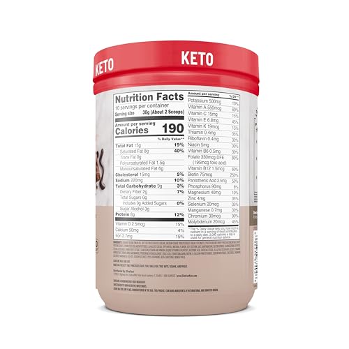 Image of SlimFast Keto Meal Replacement Shake, Fudge Brownie Batter, Low Carb Keto Protein Powder with Collagen & Whey, No Sugar Added, Gluten Free, Weight Loss Support, 10-Serving Canister