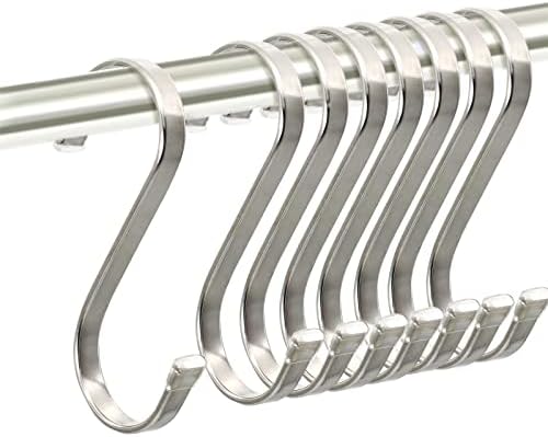 AMZFULY Heavy Duty S Hooks,Stainless Steel S Shaped Hook for Hanging Pots and Kitchenware, Utensils,Clothes, Bags, Cups,Towels, Plants-3.7 inch,8 Pack