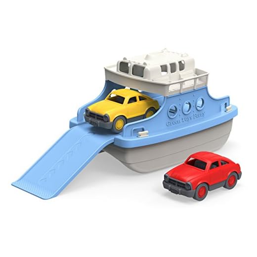 Green Toys Ferry Boat with Mini Cars Bathtub Toy, Blue/White, Standard
