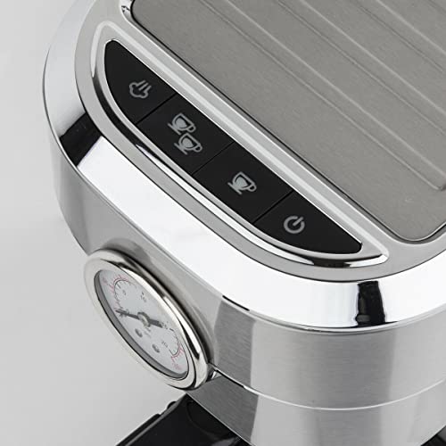 H.Koenig Macchina per espresso professionale, Pressione 20 Bar EXP820, Acciaio inox, Sistema Thermoblock, Serbatoio 1,1L, Pompa barometrica integrata, Scaldatazze, Schiumatore, 1350W - 4