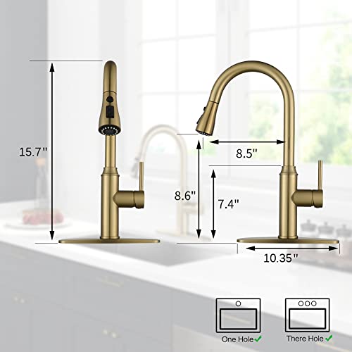 Gold Kitchen Faucet With Sprayer,Single Handle Kitchen Sink Faucet With Pull Out Sprayer, Champagne Bronze,Arofa #TOP1