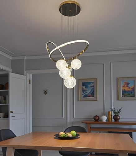 Image of LED Chandelier for Living Room, Hanging Lights for Dinging Table, Jhumar /Jhoomer for Home Decoration (Cool, Warm and Natural White) Golden Finish (CH47)