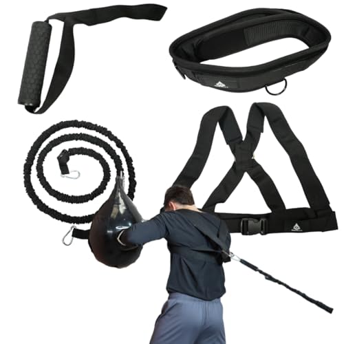 ascendcore Arnés de Resistencia con Cuerda de tracción, suspensión Cruzada y Anclaje Ajustable, Negro