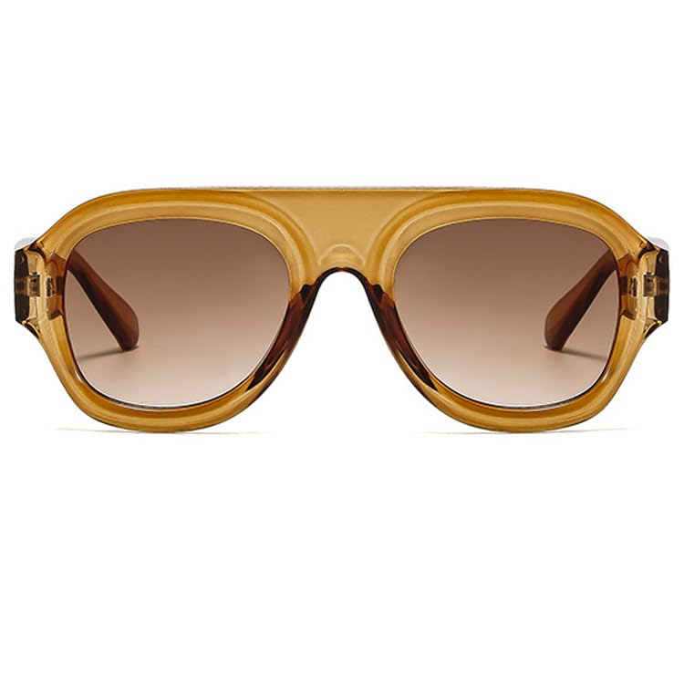 bullabulling Trendy Pilot Sunglasses for Women Men 70s Vintage Plastic Frame Sun Glasses Flat Top Frame