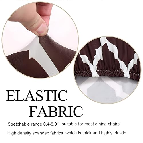 Image of Chair Cover Set of 4 for Dining Table, Stretchable Removable Washable Anti-Slip Universal Fit Printed Polyester Spandex Slipcovers (Brown Diamond)