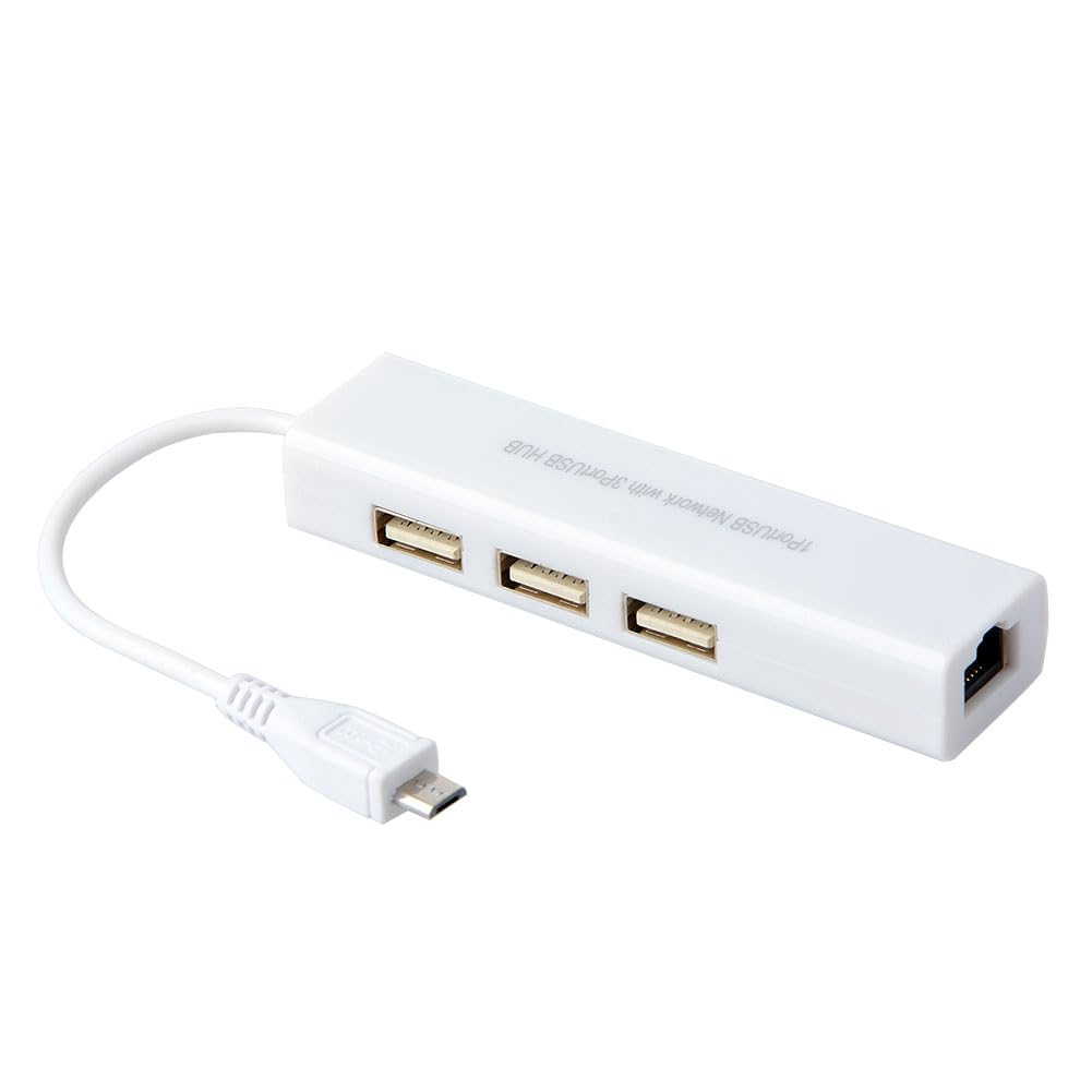 Adaptateur USB vers Ethernet LAN RJ45 avec 3 Ports Micro USB, Conception Compacte et Légère