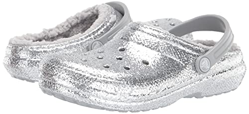 Crocs Unisex Child Kids' Classic Lined | Kids' Slippers Clog, Silver/Silver, 12 Little Kid Us #TOP7