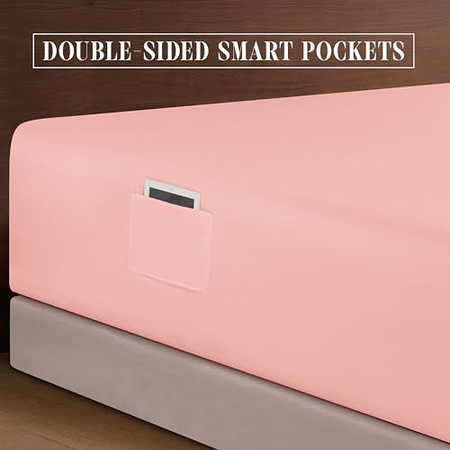 Elegant Comfort Luxurious 1500 Premium Hotel Quality Microfiber 4-Piece Sheet Set, 18-24 Inches Deep - Extra Deep Pocket Sheets - Ultra Soft 4PC Deep Pocket Sheets, Twin/Twin XL, Dusty Rose