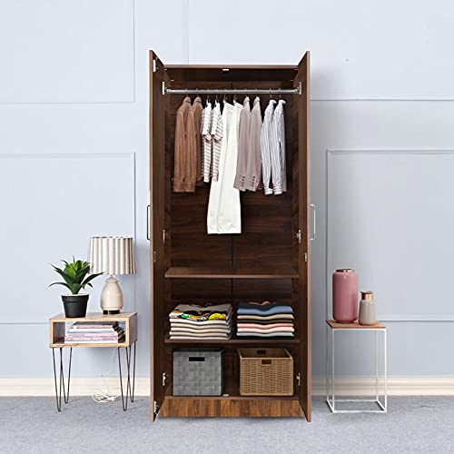 Image of Wakefit Wardrobe | 1 Year Warranty | Engineered Wood Almirah, Cupboard for Clothes Storage | 2 Door, 1 Hanging Space | Taffeta - Columbian Walnut