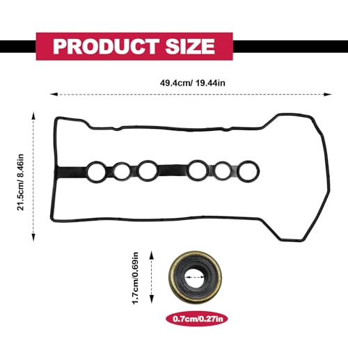 Image of Engine Valve Cover Gasket & Grommets, Compatible with Chevy Prizm 1.8L, T0y0ta Celica Gt 1.8L, Corolla 1.8L, Matrix Xr 1.8L, Mr2 Spyder 1.8L, Replace OE #VS50542R, VC2024, 56025300, 0361568