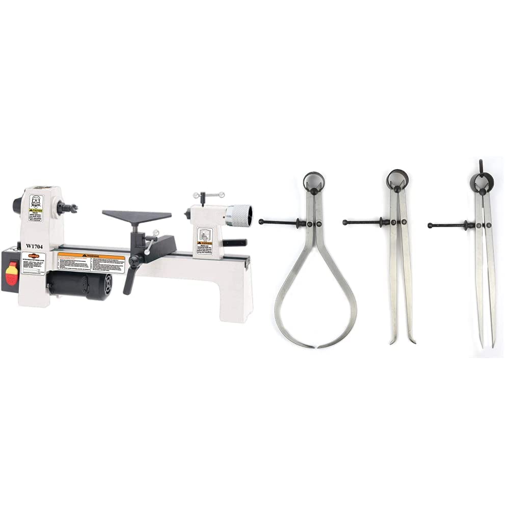 Shop FoxW1704 Benchtop Lathe and Big Horn 3 Pieces Spring Caliper Set