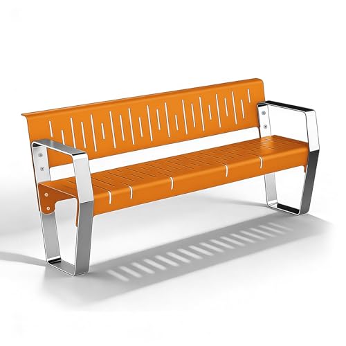 LLZJDDPLY Banco Jardin Exterior Metálico - Banco Exterior en Acero Inoxidable, Pintura Horneada a Alta Temperatura, para Terraza, Parque, Parada de Autobús, Parque Infantil(Orange,120cm/47in)
