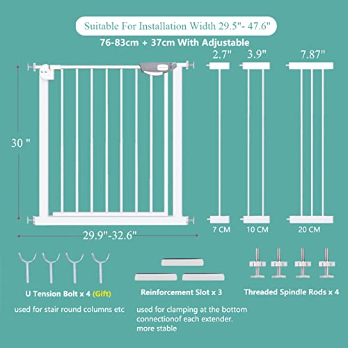 Manluyee 29.5-47.6 Inch Baby Gate Extra Wide Dog Gates For Stairs, Doorways, House, Auto Close, No Drilling, Easy Walk Through Pressure Mounted Metal Safety Pet Gate With Door #TOP5