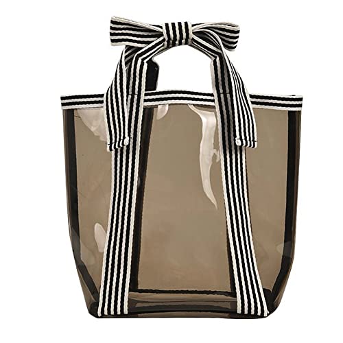 Clear Bags For Women Durable Open Travel Tote Bag Sturdy Pvc Transparent Handbag Purse For Work Beach Shopping Boat Pool Sports Gym Stadium (Transparent Brown) #TOP6