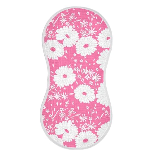 Daisies Small Flowers Pink Burp Cloths for Babies Burp Rag Cotton Spit Up Rag for Babies Newborn2
