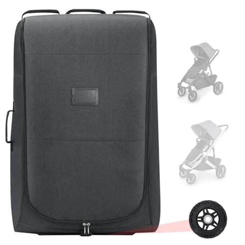 Image of Deknuosport Padded Stroller Travel Bag With Wheels Compatible with UPPAbaby Cruz, Cruz V2, Vista, Vista V2, Gate Check Stroller Bag, Foldable Travel Stroller Cover-Easy Carrying with Backpack Straps