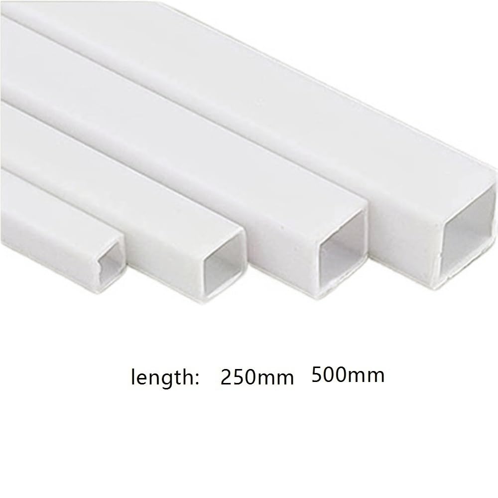 Tubo di plastica fai da te Tubi quadrati in plastica ABS, tubi lunghezza 250/500 mm, in bianca for connettori modello 10 pezzi(500MM*5MM)