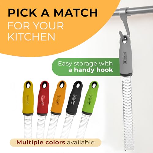 Foto von ORBLUE Käsereibe Zitronenreibe Zester Reibe Fein Parmesanreibe Handreibe Rasiermesserscharfe Premium Edelstahl Reibeoberfläche- für Hartkäse - Ingwerreibe