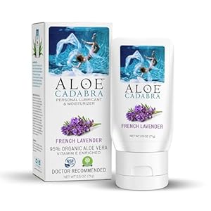 Aloe Cadabra Vaginal Moisturizer, Organic Edible Aloe Lube for Men, Women, Non-Staining, pH Balanced, (French Lavender, 2.5 Ounces, 1 Pack)