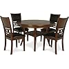 New classic furniture gia 5 piece round dining set with 1 dining table and 4 chairs 47 inch brown  urban country home decor
