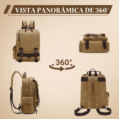 Mochila hombre convertible de lona casual para trabajo escuela y viajes de senderismo 5