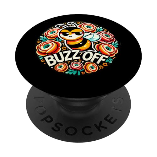 Buzz Off Bee Ilustración Honeybee Zumbando PopSockets PopGrip Adhesivo