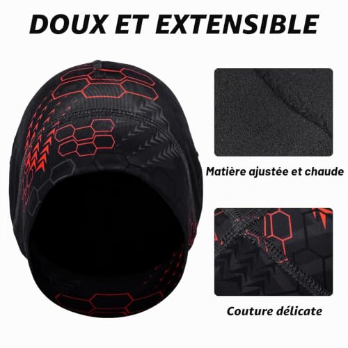 BOBILIFE Bonnet Thermique d'hiver – Coupe-Vent – Chapeau Chaud pour activités de Plein air ou à Porter sous Un Casque de Cyclisme (Rouge) – vue 5