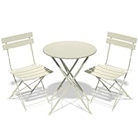 RELAX FIELD Folding Bistro Table and Chairs Set of 2, Balcony Furniture, Outdoor Garden Bistro Set for 2, Small Garden Furniture Set 3 Piece, Apricot