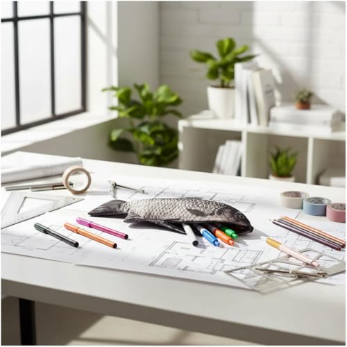 Image of Pencil Box Pen with Zipper Realistic Case Pouch Shape Fish Bag Pen Pencil Make-up Office and Stationery and Marker Cases