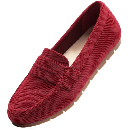 Image of Cvistpieo Loafers for Women Comfortable Dressy Casual Work Flats Lightweight & Breathable Slip On Walking Shoes Knit